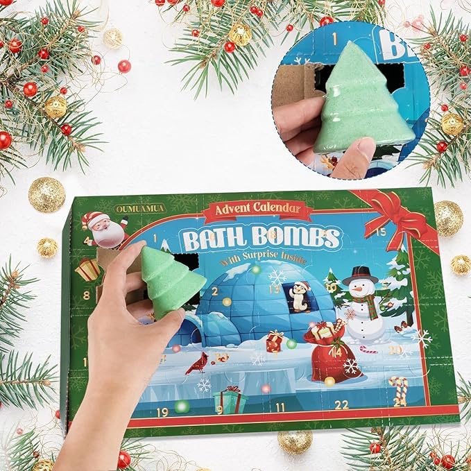 24 Pack Christmas Bath Bombs for Kids with Surprise Toys Inside, Kids Advent Calendar Bathbombs Set Bubble Bath Bombs for Christmas Stuff Gifts for Boys Girls Xmas New Year Birthday Party Favors - Bloomnest