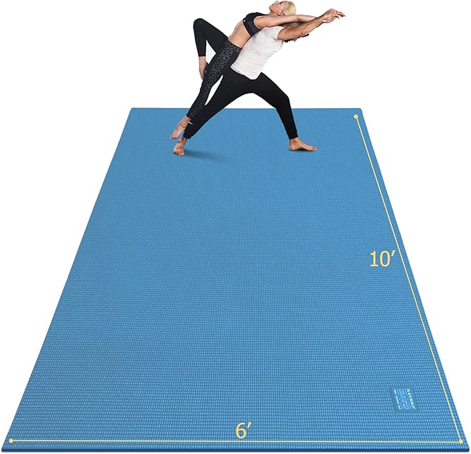 GXMMAT Large Yoga Mat 12'x6'/10'x6'/6'x8'(7mm), Extra Thick Workout Mats for Home Gym Flooring, Ultra Comfortable Non-Slip Quick Resilient Barefoot Wide Exercise Mat for Pilates, Stretching,Meditation - Bloomnest