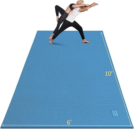GXMMAT Large Yoga Mat 12'x6'/10'x6'/6'x8'(7mm), Extra Thick Workout Mats for Home Gym Flooring, Ultra Comfortable Non-Slip Quick Resilient Barefoot Wide Exercise Mat for Pilates, Stretching,Meditation - Bloomnest