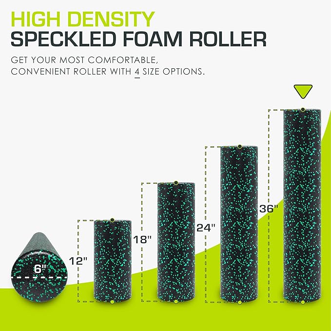 ProsourceFit High Density Foam Rollers 12 - inches Long, Firm Full Body Athletic Massage Tool for Back Stretching, Yoga, Pilates, Post Workout Muscle Recuperation, Black/Blue - Bloomnest
