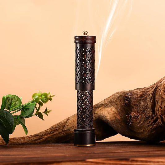 Carved Incense Stick Holder, Anti Flying Smoke Stick Holder, Detachable Wooden Ash Collector,Compact and Portable, Put it in Your Pocket，Suitable for Yoga, Relaxation，Small Size（3.54-5.5in） - Bloomnest