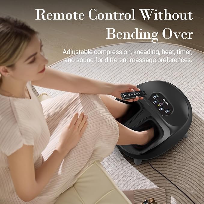 Foot Massager for Plantar Fasciitis, Upgraded Full Foot Shiatsu Massage, Remote Control Multi-Level Settings, Feet Massager for Neuropathy, Gifts for Men, Women, Fits Up to 14"