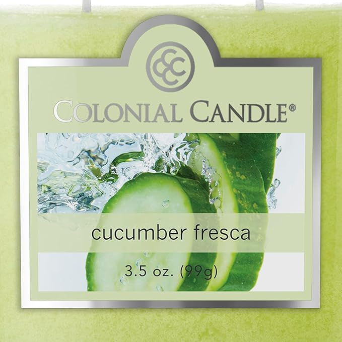 Colonial Candle Cucumber Fresca Scented Jar Candle, 2 Wick, 3.5 oz, Mottled Wax Candle - Bloomnest