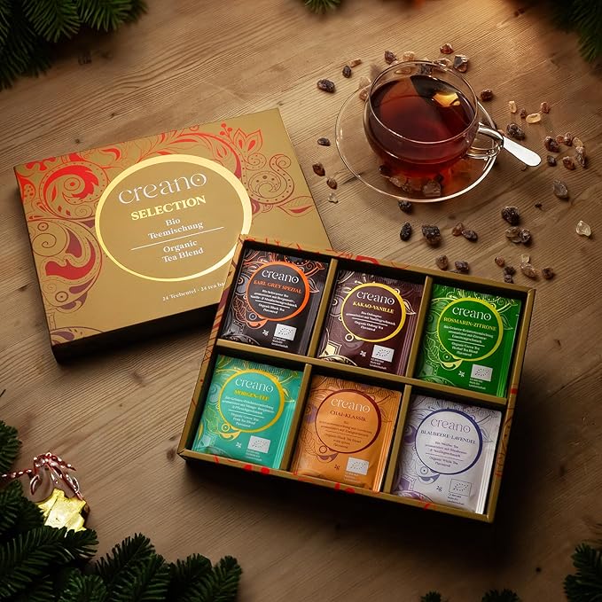 Creano Organic Tea Gift Set – 24 Organic Tea Bags in 6 Dreamy Varieties – 48 g* - Bloomnest