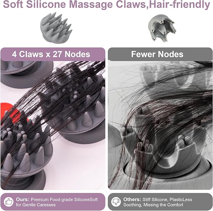 Electric Scalp Massager, Portable Head Stress Relax,IPX7 Waterproof Rechargeable Head Massager Scalp Stress Relax, Body for Deep Cleansing, Relief, Hair Growth (Black) AIBOKEE