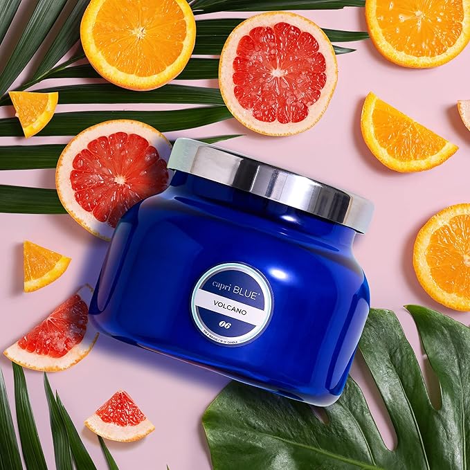 Capri Blue Volcano Scented Candles - Luxury Glass Jar Candles for Home Scented with Tropical Fruit & Sugared Citrus - Soy Wax Blend - Capri Blue Volcano - Blue Color (19 oz) - Bloomnest