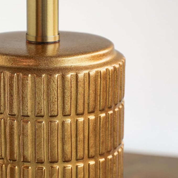 PoKat 23" Brass Gold Ceramic Table Lamps for Living Room, Retro Warm Gold Lamps for Night Stands, Vintage Bronze Decorative Lamps for Bedroom, Antique Gold Brown Nightstand Lamps for Home Decor - Bloomnest