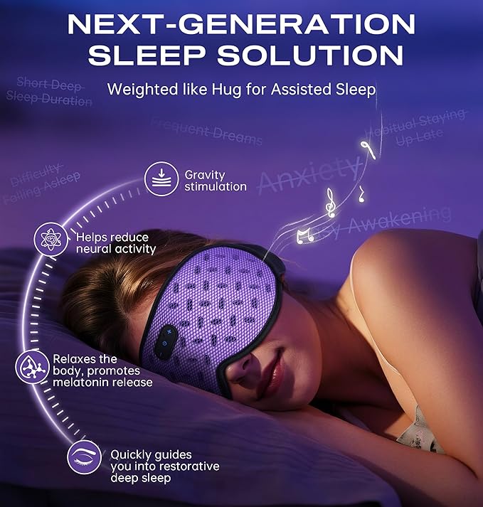 Sleep Mask Headphones Bluetooth 5.4 with 3D Removable Hot & Cold Compress, TOPOINT Weighted Eye Mask Blackout Soft, Cooling Breathable for Women Men Deep Sleep Relax Tired Eyes Migraine Office Travel - Bloomnest