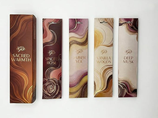 Premium Guruji Divinity Sacred Warmth Incense Sticks Gift Set with Holder | Hand-Rolled Masala Incense for Meditation, Yoga & Home Fragrance Guruji+Divinity