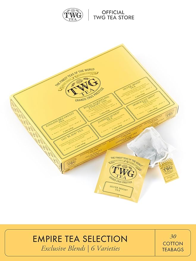 TWG Tea | Empire Tea Selection | 6 Varieties | Exclusive Tea Blends | 30 Hand Sewn Cotton Teabags | Gift Set - Bloomnest