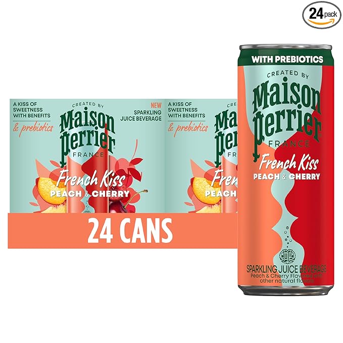 Maison Perrier French Kiss Sweetened Sparkling Juice Beverage, Peach & Cherry Flavors With Real Fruit Juices, 24Pk - Bloomnest