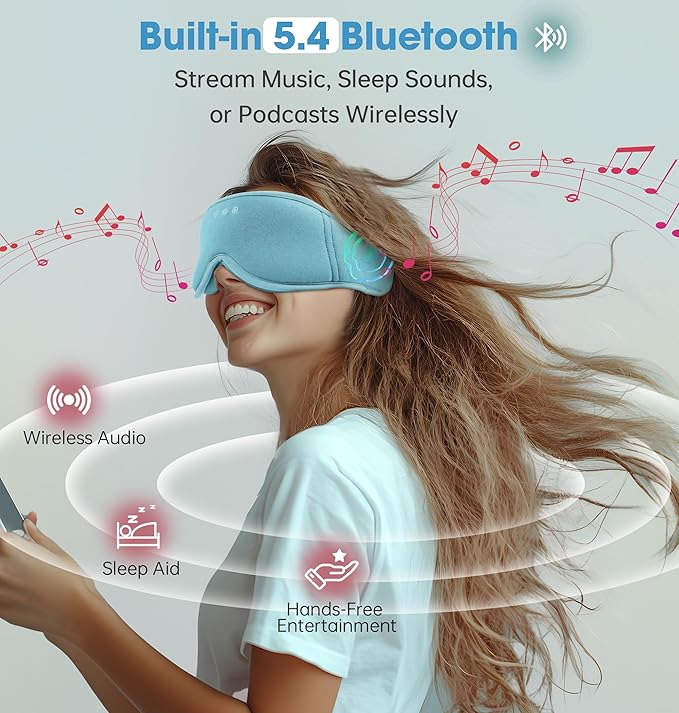 BambooCotton 3D Bluetooth Sleep Mask, LC-dolida 2025 New Sleep Headphones, Wireless Comfort, Sustainable Luxury for Better Sleep - Bloomnest