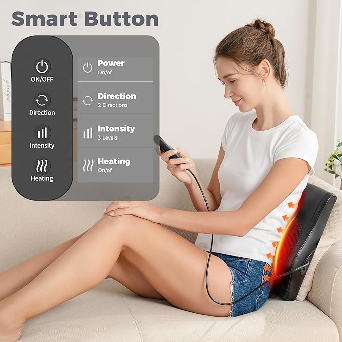 Neck and Back Massager for Pain Relief Deep Tissue with Heat, Shiatsu Shoulder Massager with Bi-Directional Rotating Head for Neck, Back, Shoulders, and Legs - Bloomnest