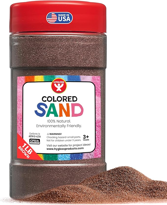 Hygloss Colored Sand for Crafts – 1 lb Bottle, Brown – Vibrant Colorful Fine Sensory Play Sand Art Kits for Kids – Classroom Activities for Children 3 4 5 6 7 8 9 10 11 12 – Safe for Ages 3+ - Bloomnest