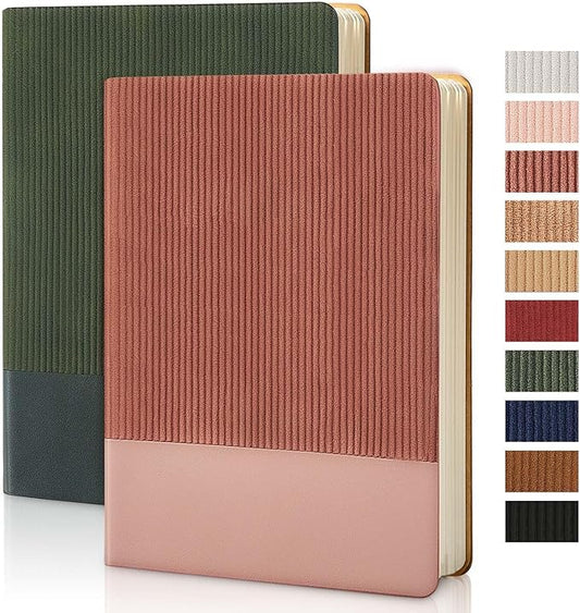 Lined Journal Notebook for Work College Ruled Note Book 5.79"x8.27" A5 PU Leather Daily Journaling 216 Pages for Women Men Writing Home School Supplies Business (Darkgreen/Darkpink) - Bloomnest