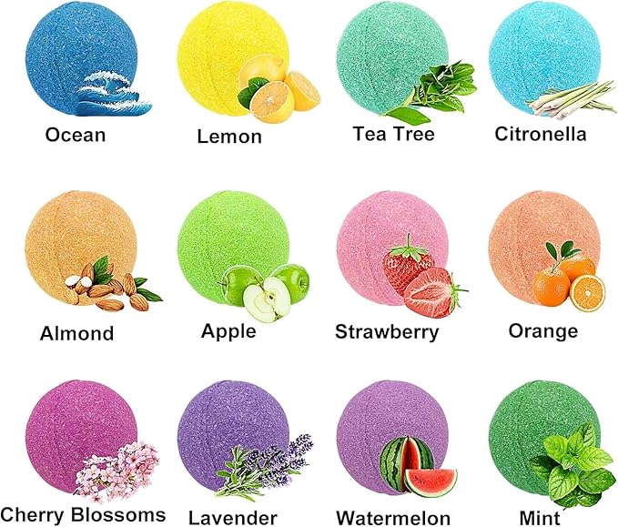 Bath Bombs for Women Relaxing Gifts Set 12 Handmade Organic Bath Bombs Amazing Present for Her, Wife, Girlfriend, Mother - Bloomnest