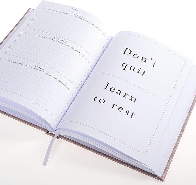 Graphique Self-Care Journal - Gratitude - 256 Pages - Weekly Quote & Daily Fill in Interiors - Hardbound Fabric Cover - Ribbon Marker (6" x 8") - Bloomnest