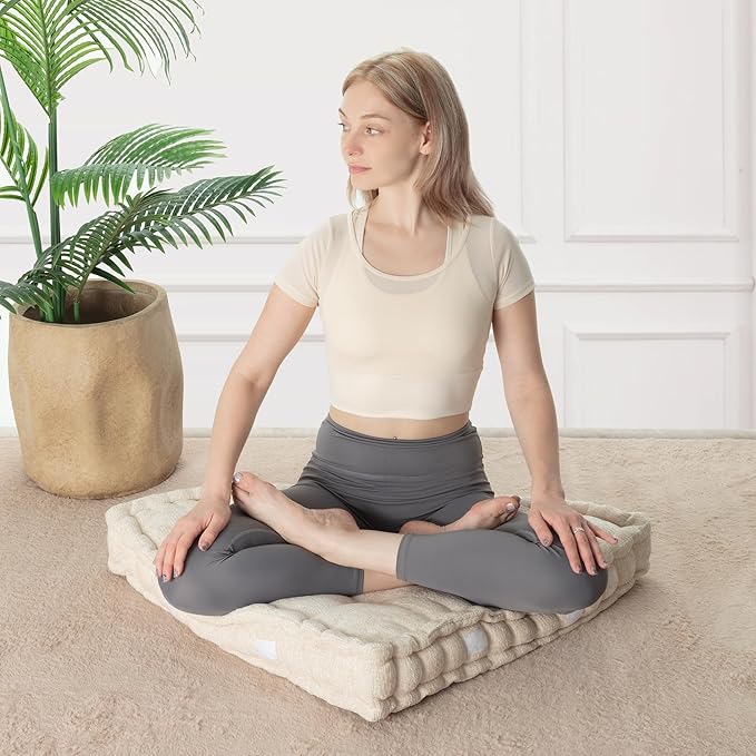 Fan-Shaped Floor Cushion Fan Floor Pillow, Meditation Cushion for Sitting or Yoga, Pizza Cushions Thick Outdoor Seating for Kids for Adults 28"*28" - Bloomnest