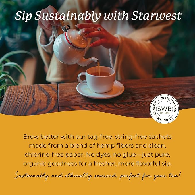 Starwest Botanicals Organic Ginger Root Tea - Caffeine Free Herbal Tea, Supports Digestion, String Free Sachets, USDA Organic Ginger Root, Non GMO - Bulk Pack, 100 Tea Bags - Bloomnest