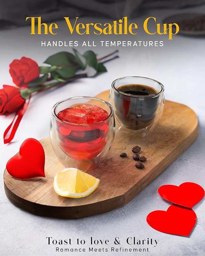 Kitchables Espresso Cups Set of 4, 2.7oz - Durable Double Walled Espresso Shot Glass - Expresso Shots Cup Compatible With Nespresso Machines - demitasse cups - Tasas De Café Expreso - Bloomnest