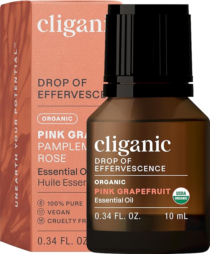 Cliganic Organic Pink Grapefruit Essential Oil, 100% Pure Natural, for Aromatherapy | Non-GMO Verified (Packaging May Vary) Cliganic