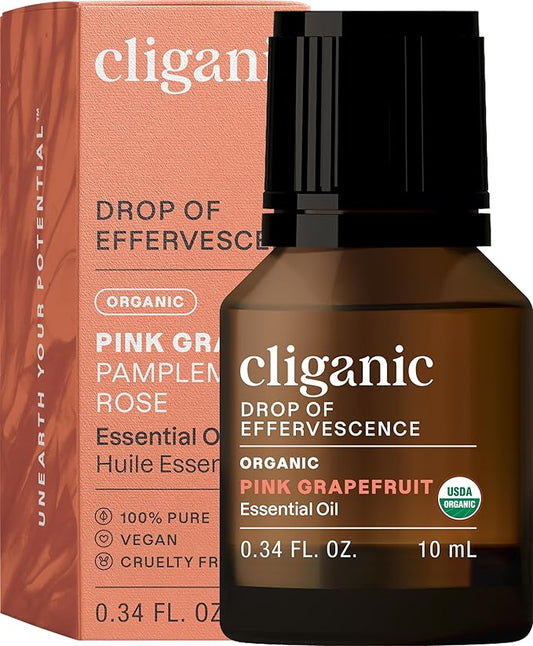 Cliganic Organic Pink Grapefruit Essential Oil, 100% Pure Natural, for Aromatherapy | Non-GMO Verified (Packaging May Vary) Cliganic