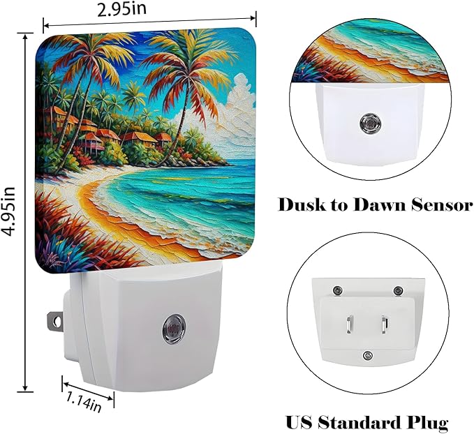Seaside Town Night Light,Plug Into Wall Decor for Stairway,Hallway,Kitchen,Dusk to Dawn Sensor Nightlights for Boys/Girls/Women/Men Room Gifts - Bloomnest