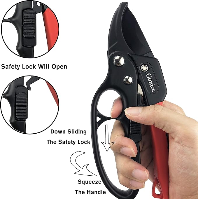 gonicc 8" Professional Ratchet Anvil Pruning Shears (GPPS-1011), Ratcheting Mechanism, Anvil groove design, Reinforced Design Handle, Garden Shears Clippers, Anvil Pruner, Hand Tools Scissors Loppers - Bloomnest