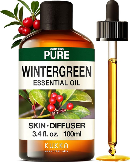 KUKKA Wintergreen Essential Oils - 3.40 Fl Oz - for Hair, Skin, Diffuser, Aromatherapy & DIY Soap Making Scent - Bloomnest