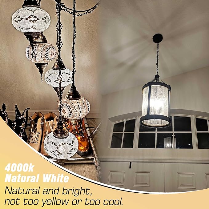E12 T6 C7 40 Watt Equivalent LED Bulbs 4000K Natural White 450lm 4W 120Volt E12 Small Base LED Candelabra Bulb for Ceiling Fan Pendant Chandelier Lighting Wall Sconces, Non-Dimmable, 4 Pack - Bloomnest