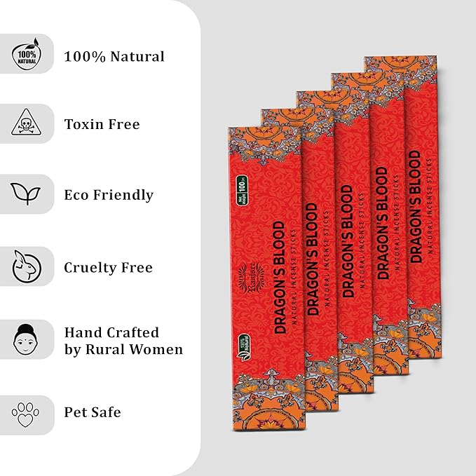 Raajsee Dragons Blood Incense Sticks (180 gm), 100% Pure Organic Natural Hand Rolled Free from Chemicals, (Pack of 12) - Bloomnest