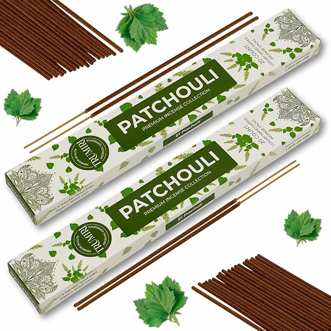Patchouli Incense Sticks - Total 40 Insence-Sticks - Dual Pack of 20 Insense - Inciensos - Inscents - Natural Non Toxic Ingredients - Incents - Incence - Inscense - Insents TRUMIRI
