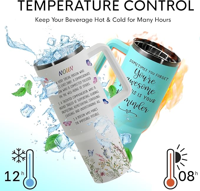 Social Worker Gifts - Tumbler Mug, Office Decor, 40oz with Handle and Straw - Bloomnest