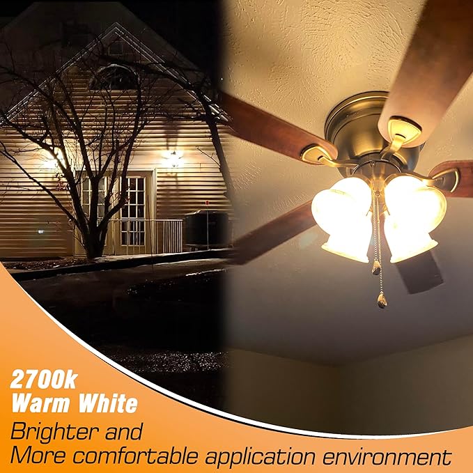 E12 100 Watt Equivalent LED Chandelier Bulbs 10W 2700K Warm White 1200lm 120V C7 T6 E12 LED Candle Light Bulb for Pendant Lighting Candelabra Ceiling Fan Corn Light Bulbs, Non-dimmable, 4 Pack - Bloomnest