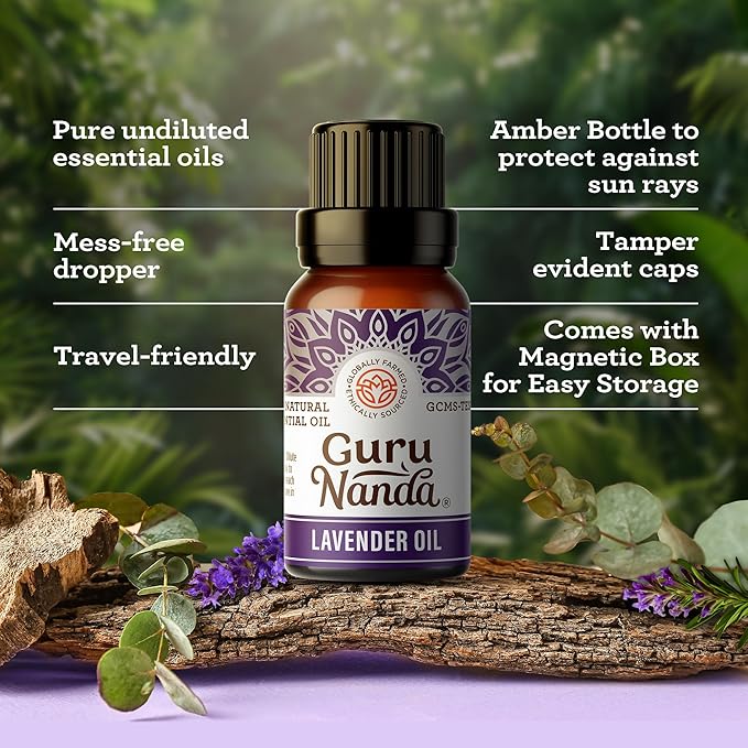 GuruNanda Essential Oils Set for Diffusers, 100% Pure, Aromatherapy, Massage, Candle & Soap Making Lavender, Peppermint, Eucalyptus, Grapefruit, Lemongrass, Ylang Ylang 0.33 Fl Oz (Pack of 6) - Bloomnest