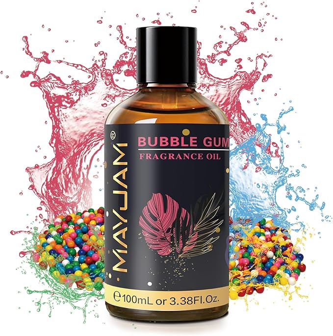 MAYJAM 100ML/3.38FL.OZ Bubble Gum Fragrance Oils with Glass Dropper, Essential Oils for Diffusers for Home, Long Lasting Scented Oils for Diffusers Soap Candle Making - Bloomnest