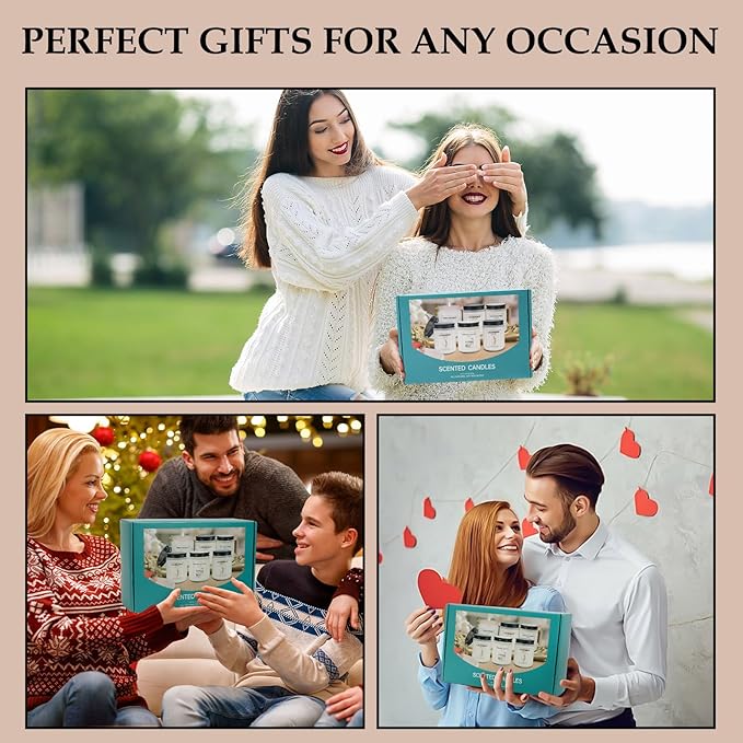 Candles for Home Scented,Lavender Candle Gifts Set,Made with Natural Soy Wax & Essential Oils, 6 Pack 42 Oz Candles Gifts for Women, Ideal for Birthday, Valentine's Day, Thanksgiving - Bloomnest