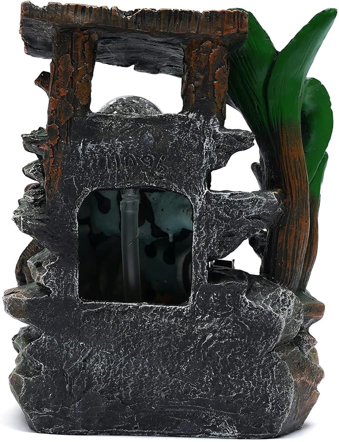 Tabletop Rockery Fountain Indoor Waterfall Bonsai Desktop Mini Rockery Water Fountain with Automatic Pump and LED Light, Home Office Bedroom Humidifier Desk Decorate (Style 12) - Bloomnest