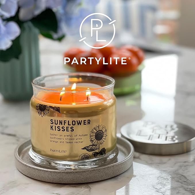 PartyLite 3-Wick Jar Candle, Highly Fragranced Clean Burning Glass Candle, 25-45 Hours Burn Time (Sunflower Kisses) - Bloomnest