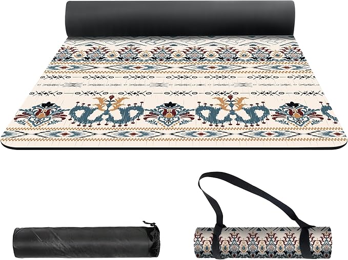 nuveti Yoga Mat Print Extra Thick TPE Non Slip Fitness Exercise Mat with Carrying Bag,72"x24" Extra Thick 6MM Exercise & Workout Mat for Yoga, Pilates Fitness and Floor Exercises - Bloomnest