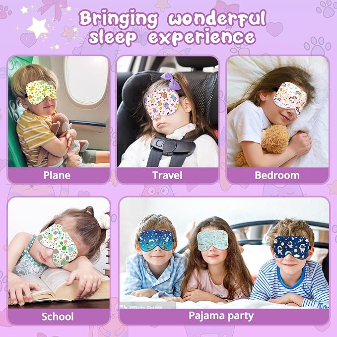 Kids Sleep Mask Eye Cover: 100% Real Natural Pure Silk Eye Mask with Adjustable Strap, Funny Blindfold Kids Eye Mask for Sleeping, Soft & Lightweight Eye Shade for Boys Girls Teens (Memphis Style) - Bloomnest