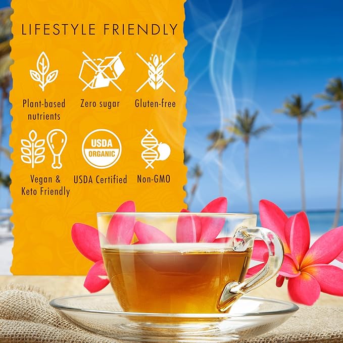 Hawaiian Natural Tea Mango Peach Flavored Organic Tea - Tropical Fruit Green and Black Tea Blend - Perfect Daily Cup & Gift for Special Occasions - 120 Tea Bags - Bloomnest