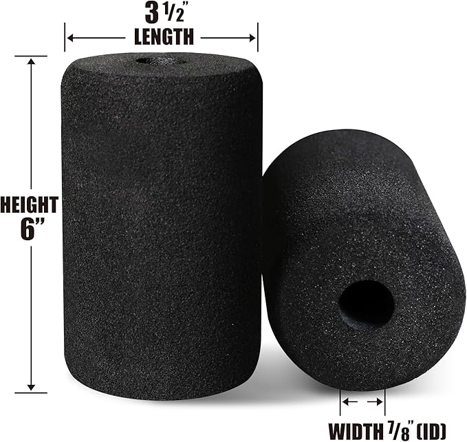 WF Athletic Supply Foam Foot Pads, Foam Roller for Gym Exercise Machines Equipment Replacements, Roller Pad for Leg Extension, PEC Deck Pads for Weight Bench, Sold by Pair (6” x 3.5” OD x 0.875” ID) - Bloomnest