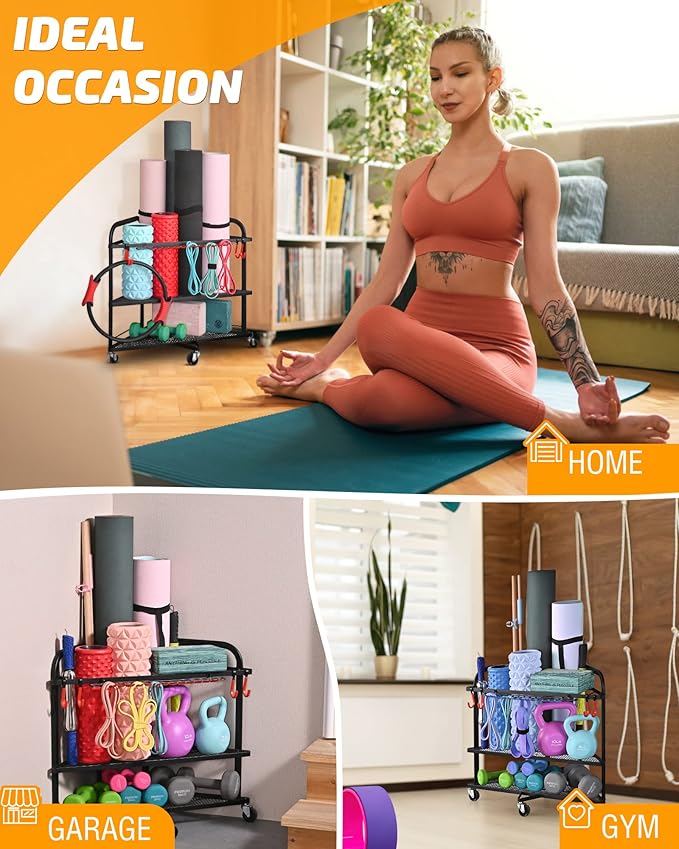 PLKOW Weight Rack for Dumbbells, Home Gym Storage for Dumbbells Yoga Mat Kettlebells, Yoga Mat Storage Rack for Garage, Home Gym - Bloomnest
