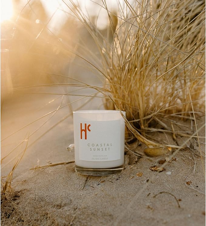 Coastal Sunset Single Wick Soy Candles, Luxury Scented Candles for Home - Up to 60 Hour Burn Time, Cruelty-Free Soy Wax Blend - Bergamot Fragrance, Notes of Pomelo & Orange (9 oz) - Bloomnest