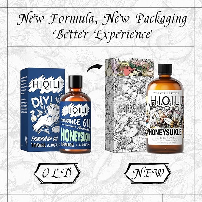 HIQILI Honeysuckle Fragrance Oil for Home Diffuser, Perfect for Candle & Soap Making, Relaxation, Beautiful Gifts - 5.07 Fl Oz HIQILI