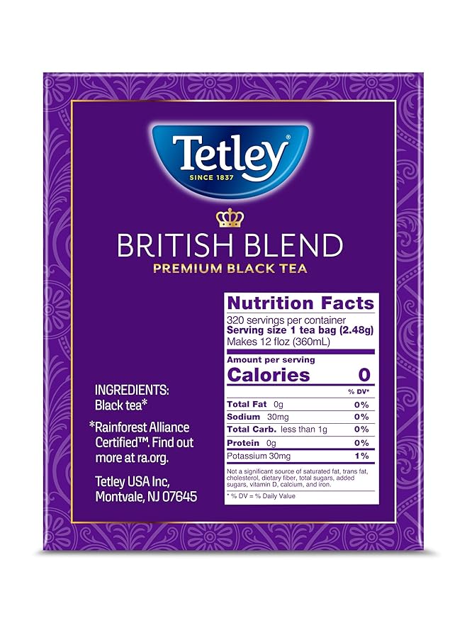 Tetley British Blend Premium Black Tea, 320 Teabags, Rainforest Alliance Certified - Bloomnest