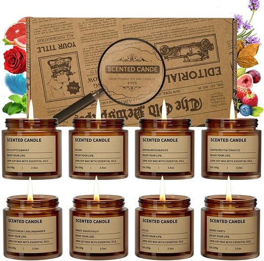 8 Pack Scented Candles Gift Set,Candle Gift for Women, Candle for Home Scented，Perfect Candles Gifts Set for Women, Mum Gifts, Birthdays, Weddings, Christmas, Yoga, Bath - Bloomnest