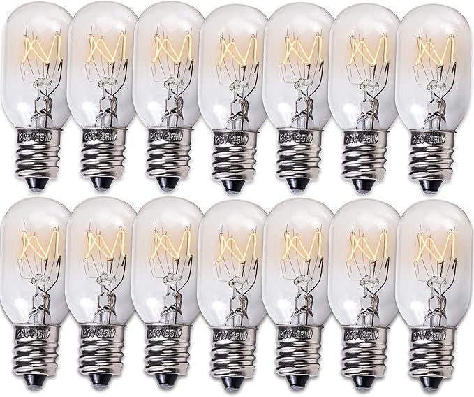 BlueStars 14-Pack E12 T20 25W Incandescent Bulbs Salt Lamp 120V 2700K Warm White Light 150lm for Himalayan Salt Lamps & Baskets, Scentsy Plug-in & Wax Warmers, Night Lights - Bloomnest