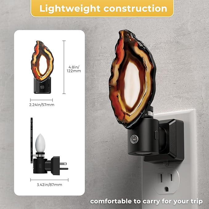 L LOHAS LED Night Light, Night Lights Plug into Wall, Agate Nightlight Rotating, Dimmable Nightlights Plug in with Light Sensor, Soft White Nightlights for Bathroom Bedroom Hallway, 2 Pack(Red) - Bloomnest